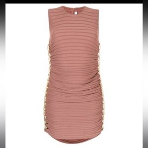 NWT DION LEE Mirror Chain Mini Dress in Soft Brick, sz S